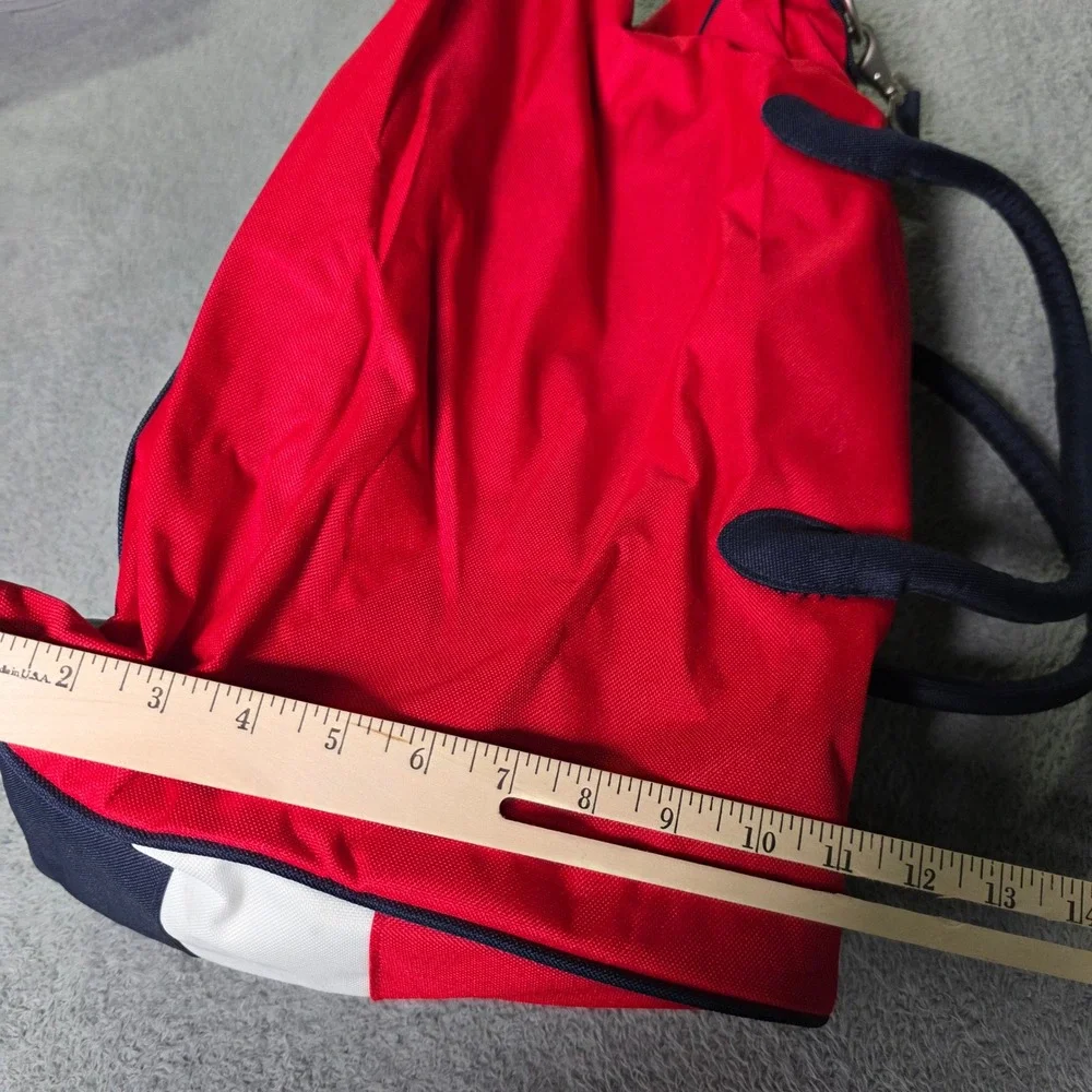 Tommy Hilfiger Unisex Large Duffel Bag Red Navy Blue Colorblock Sporty Travel